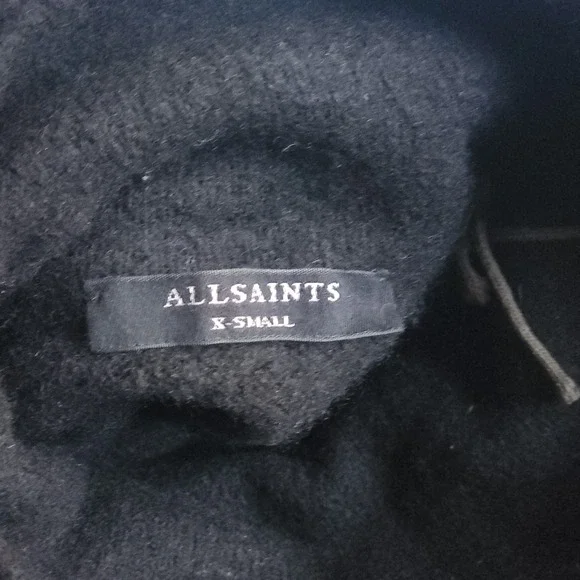 ALLSAINTS Gala Black Cashmere Wool Blend High Neck Oversized Sweater XSmall $269 - Picture 5 of 6